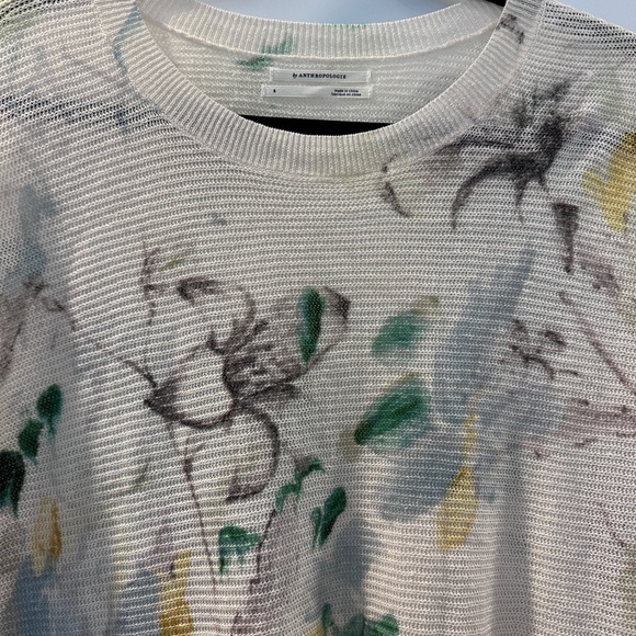 Anthropologie Printed-Linen Pullover Sweater - Picture 2 of 4